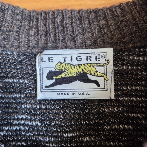 Le Tigre Vintage Men's Crewneck Sweater - Brown and Gray Size XL Made In USA - Picture 3 of 3